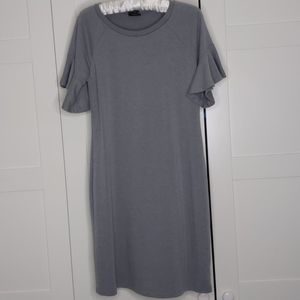 SOLD! Grey Sweatshirt Flutter Sleeve Dress